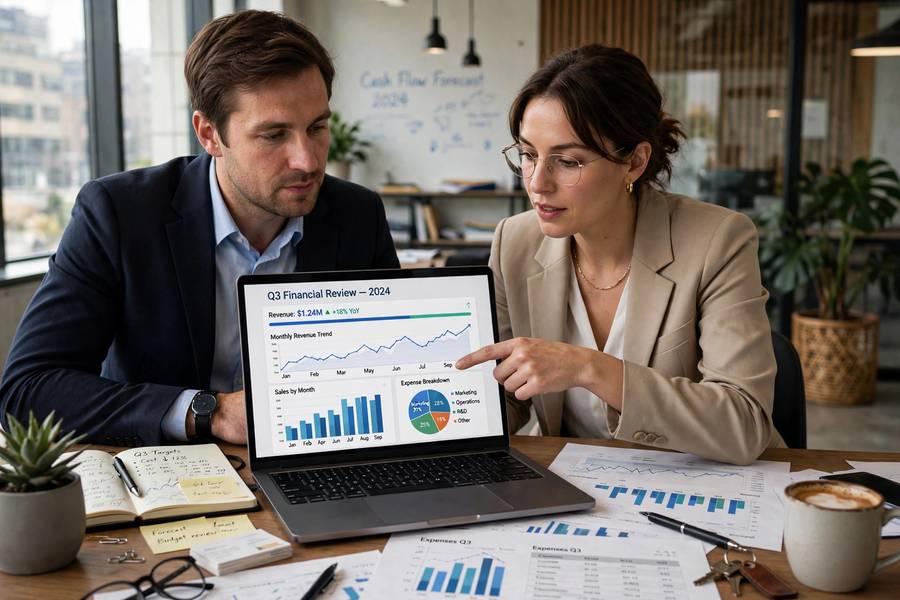 Reviewing numbers together, the shared work behind small business partnership pros and cons
