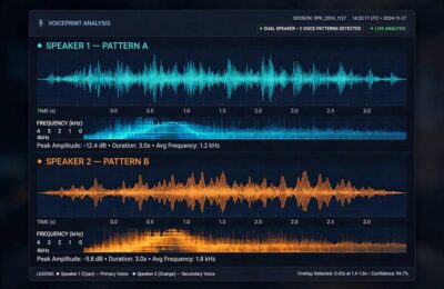 Speaker identification vs speech recognition — distinct voiceprints for two speakers