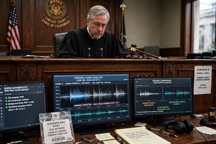 Forensic speaker identification in a courtroom setting