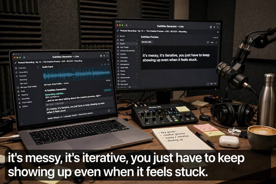 Speech recognition generating subtitles — transcribing what was said