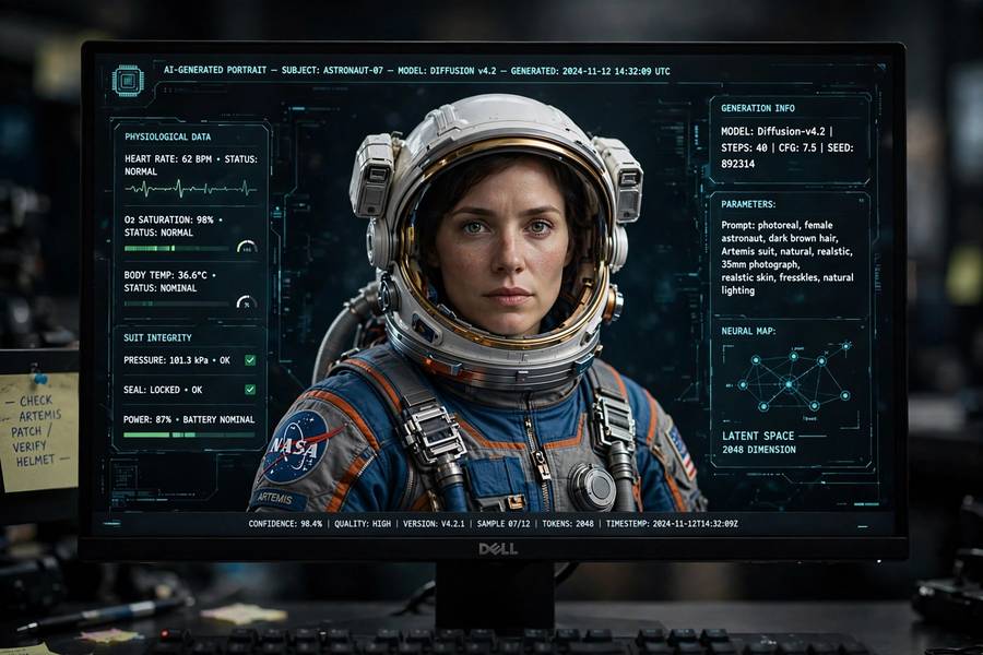 A detailed AI-generated astronaut portrait created with a well-crafted Stable Diffusion prompt