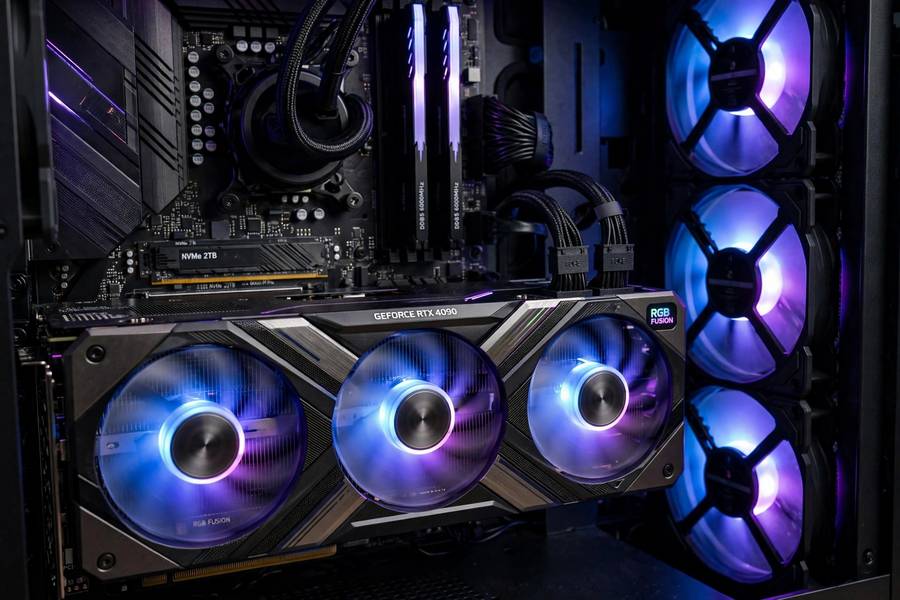 A dedicated GPU installed in a PC, the most important component for Stable Diffusion system requirements