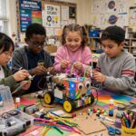 STEM vs STEAM Education: What's the Difference and Which Is Better? Students combining art and robotics in a STEAM education classroom activity