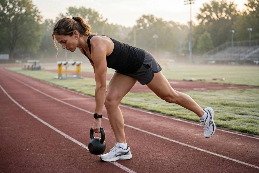 Runner performing single-leg deadlifts, key strength training for runners
