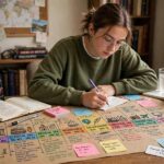 How to Study for History Exams: A Strategy That Works Student using a hand-drawn timeline to study for history exams