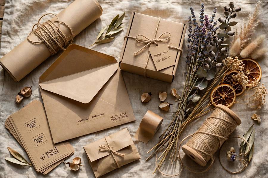 Sustainable kraft packaging with natural details, an eco angle on subscription box packaging ideas