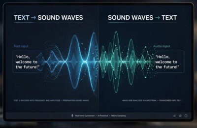 Visual comparison of text to speech vs speech to text conversion directions