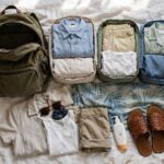 A Thailand packing list laid out — light clothes, packing cubes, sunscreen, and a versatile sarong