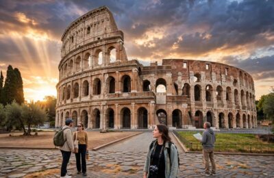 The Colosseum at golden hour, the first stop on any list of things to do in Rome
