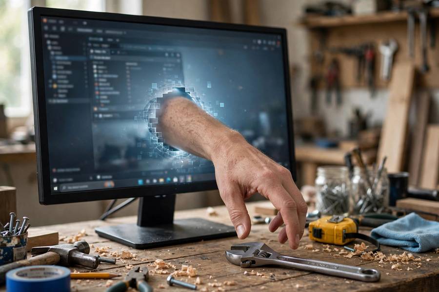 Language model reaching out of the screen to use real-world tools