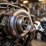 Turbocharger Maintenance Tips: Keep Your Turbo Healthy Turbocharger mounted on a car engine in a repair workshop — turbocharger maintenance tips