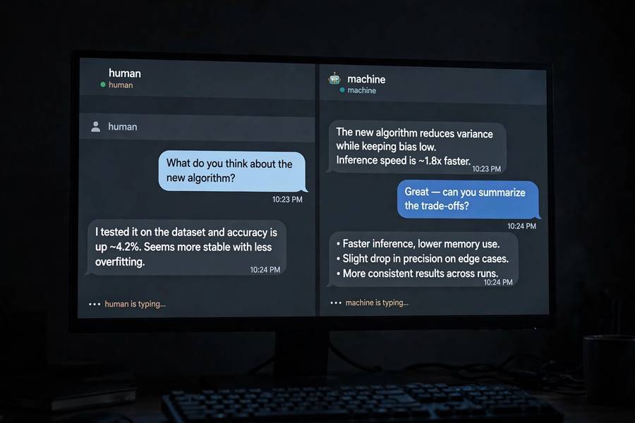 A modern visualization of the Turing test setup
