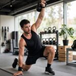 How to Do a Turkish Get-Up: Step-by-Step Guide for Beginners Man demonstrating how to do a Turkish get-up with a kettlebell in a home gym