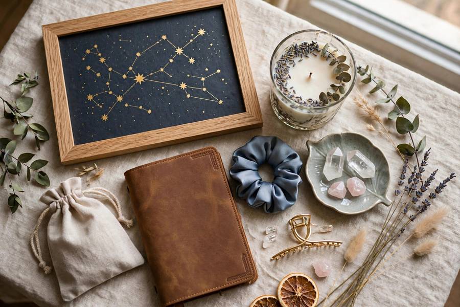 Unique bridesmaid gifts arranged beautifully