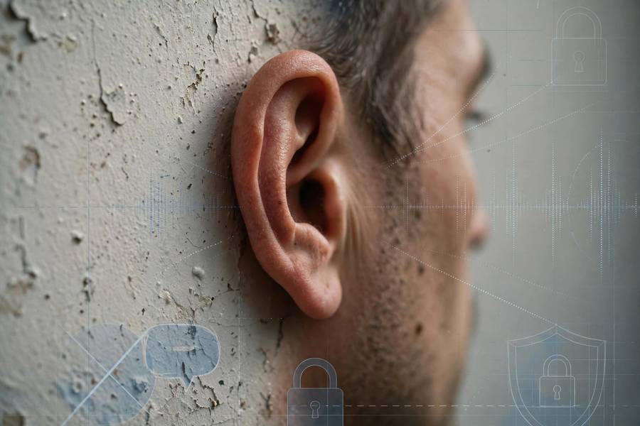 Conceptual image of eavesdropping representing voice recognition privacy concerns
