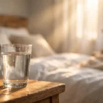 Benefits of Drinking Water in the Morning: What Science Says Glass of water on a bedside table in soft morning sunlight
