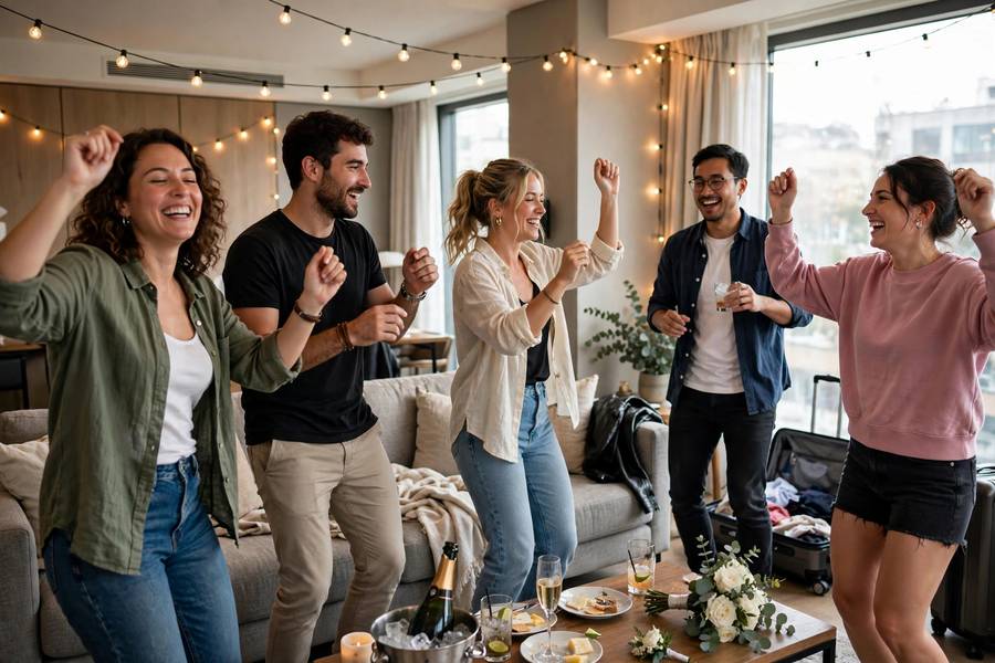 A hotel suite after party — casual wedding after party ideas keep the celebration going