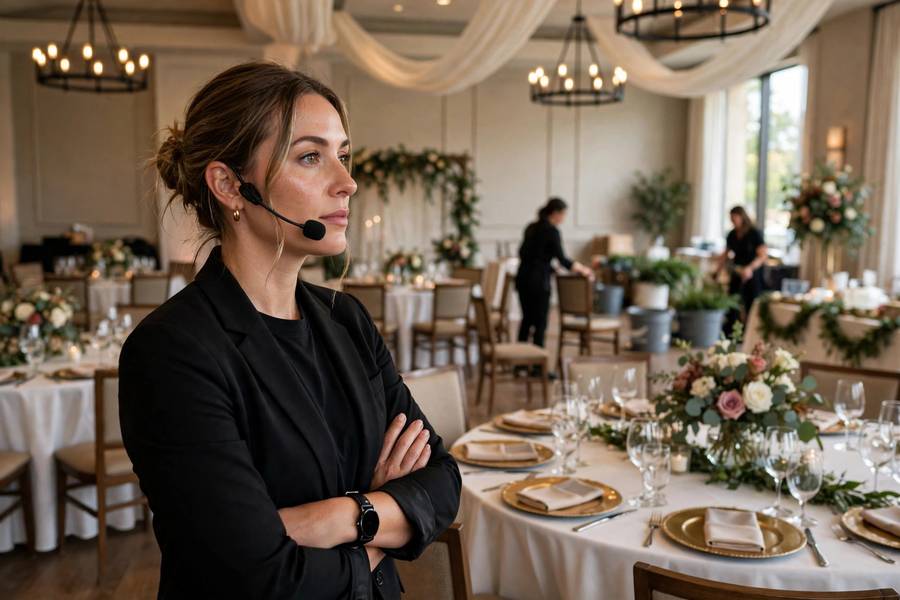 Venue coordinator at a wedding