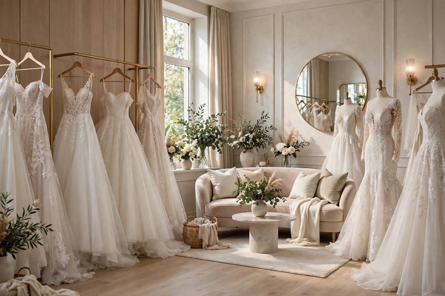 Wedding dress salon interior