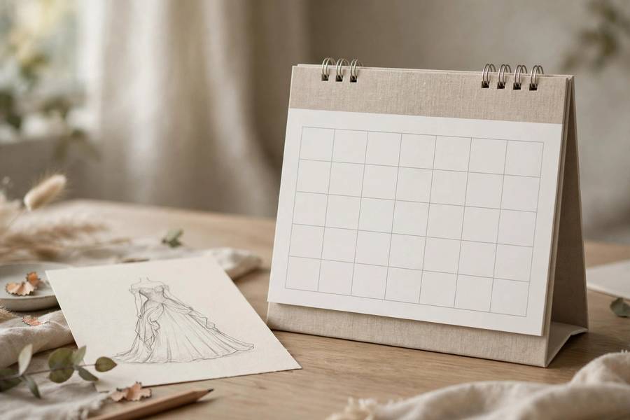 Wedding dress shopping timeline calendar