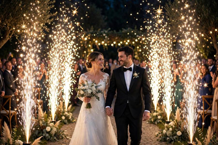 Cold spark wedding send-off