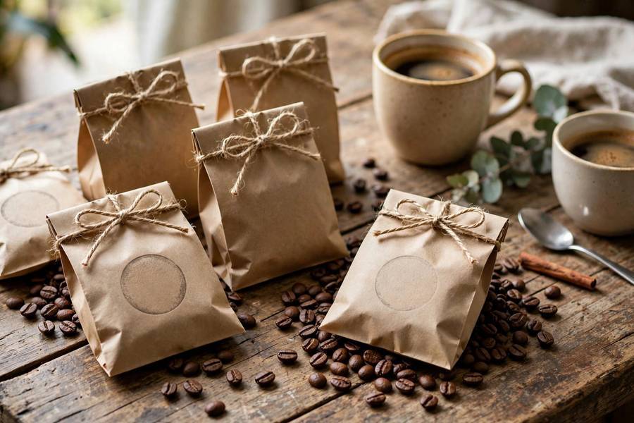 Custom coffee bags as wedding favors — personal wedding favor ideas for coffee-loving couples