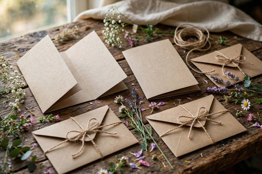 Rustic wedding invitations — casual wedding invitation wording matches the relaxed style
