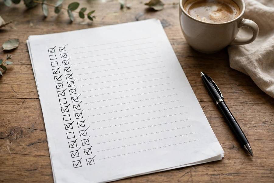 Wedding planning checklist with checkmarks