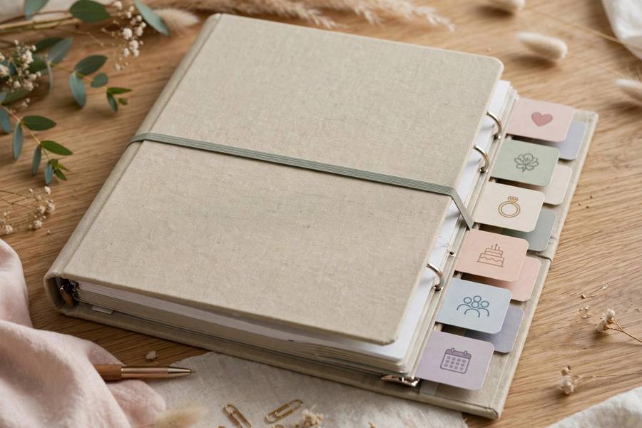 Wedding planning binder with checklist