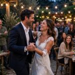 The first dance under string lights — every wedding reception song list starts with this moment