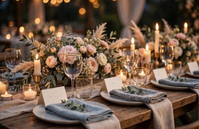 Elegant wedding reception table with handwritten place cards — wedding seating chart ideas