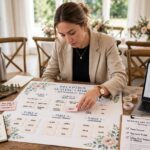 Wedding Seating Chart Tips: From Dreaded to Done Wedding planner arranging seating chart for reception tables