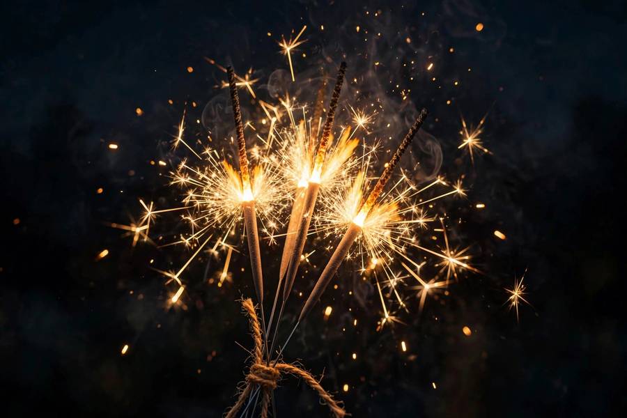 Close-up of gold wedding sparklers