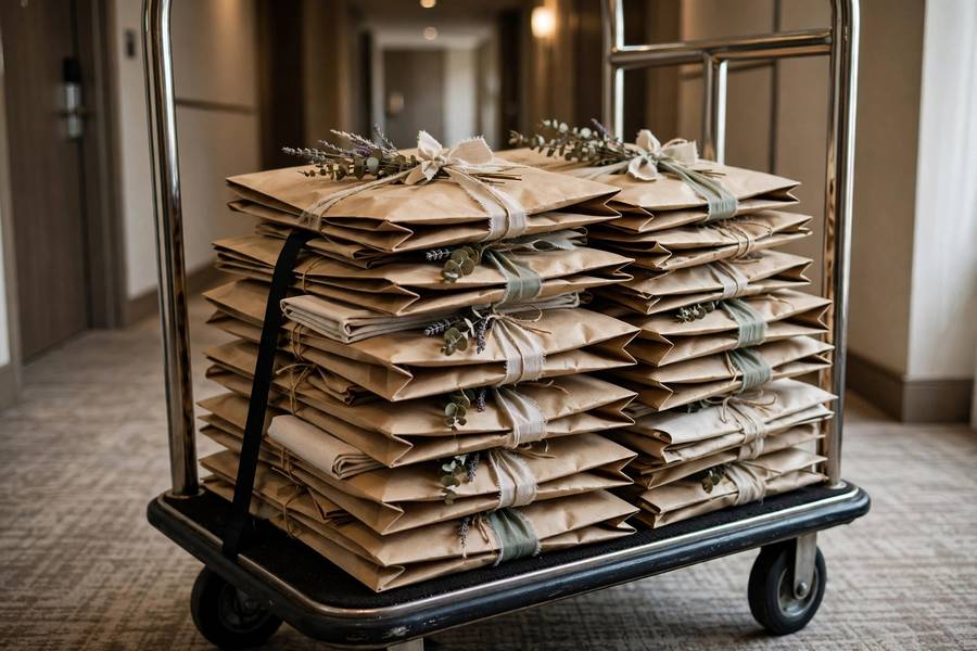 Hotel welcome bags ready for delivery