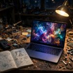 What Are AI Tools? A Tinkerer's Guide to the Real Ones Night workbench with laptop showing abstract AI artwork — what are AI tools, featured image