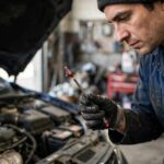 What Color Should Transmission Fluid Be? Every Shade Explained Healthy bright red transmission fluid on a dipstick against a white paper towel