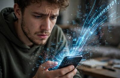 Person realizing how much data flows from their smartphone usage