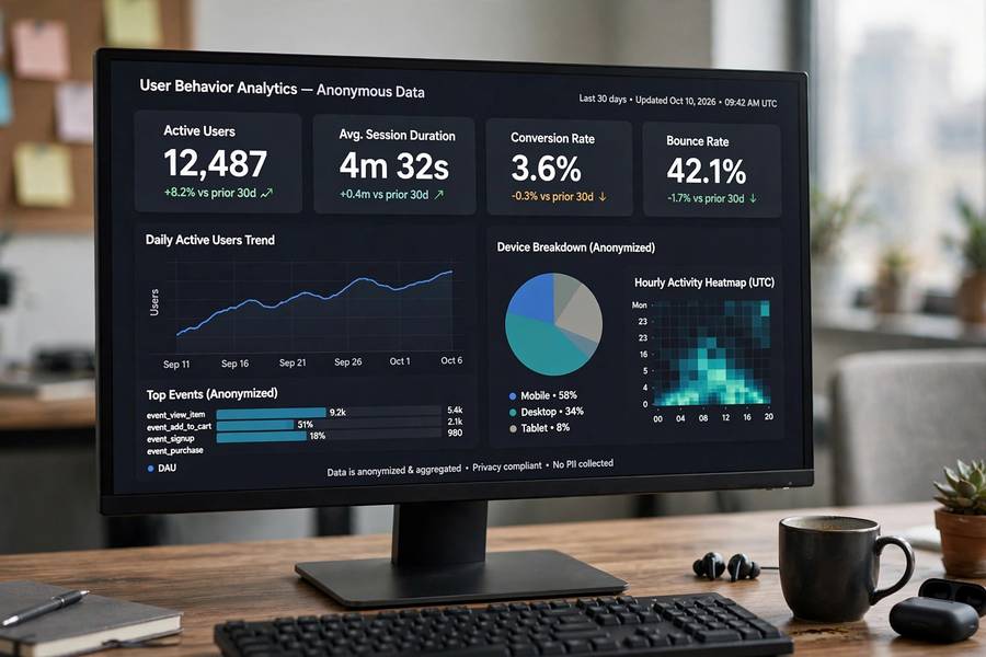 Analytics dashboard showing user behavior data patterns