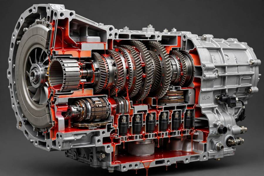 Automatic transmission internals showing where transmission fluid works
