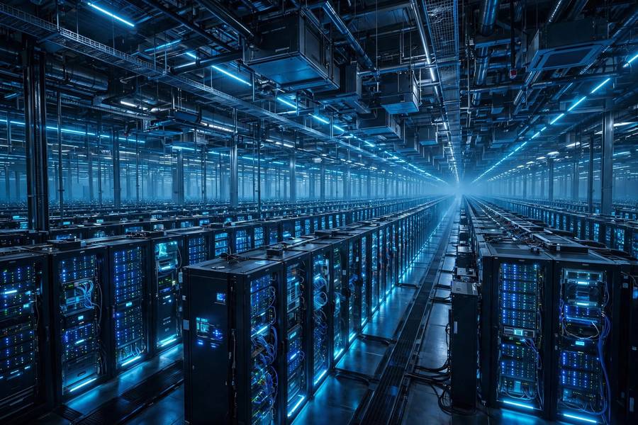 Massive data center providing the compute power that ended the AI winter