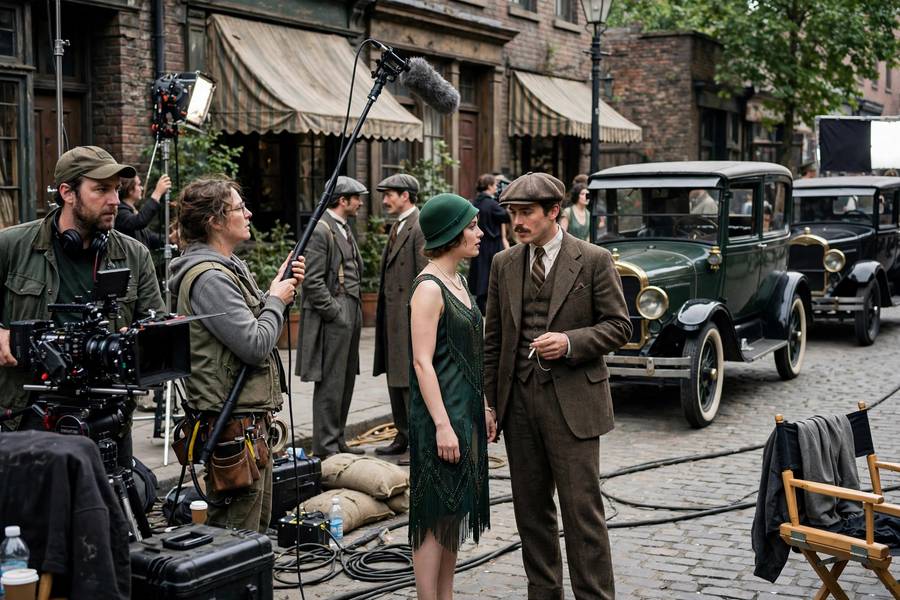 Period film set illustrating what is a biopic production bringing history to life
