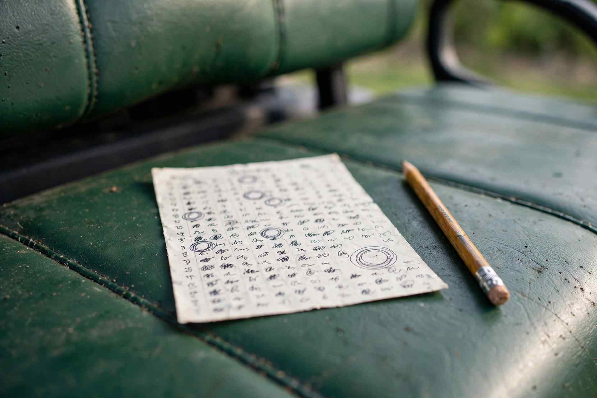 Golf scorecard showing circled birdie scores and a double-circled eagle