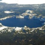 Crater Lake in Oregon fills the caldera left when Mount Mazama collapsed thousands of years ago