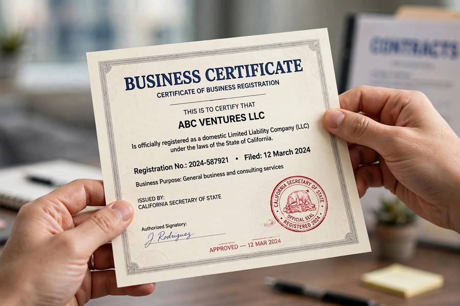 A stamped certificate of good standing document, the answer to what is a certificate of good standing for LLC