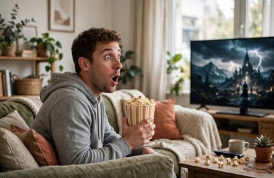 A viewer reacting to a dramatic cold open on TV