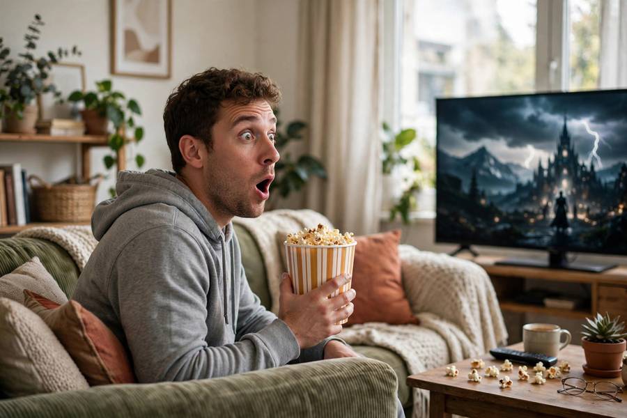 A viewer reacting to a dramatic cold open on TV