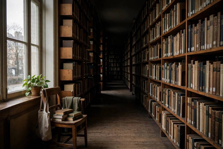 A library fading into darkness as a metaphor for AI memory limits