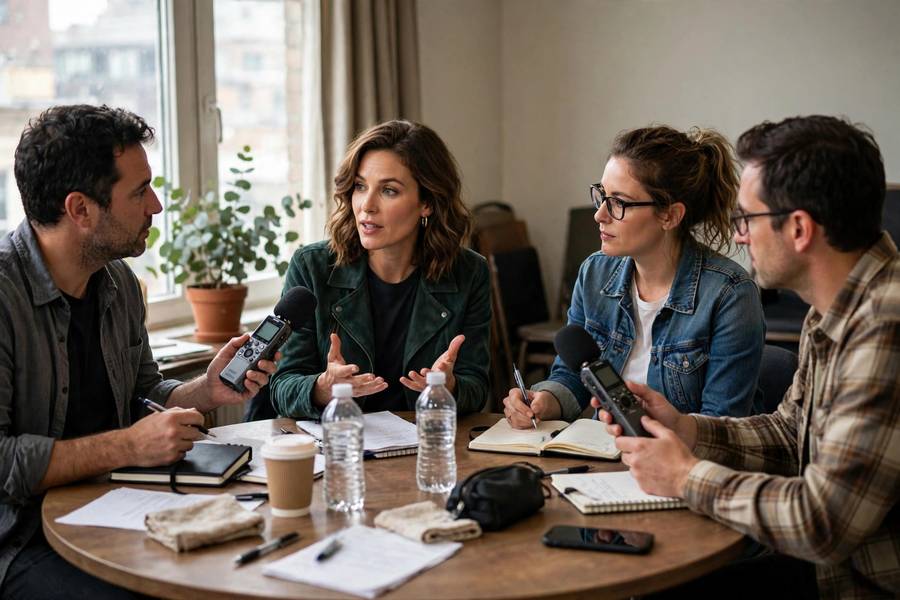 Press junket roundtable demonstrating what is a press tour interview format
