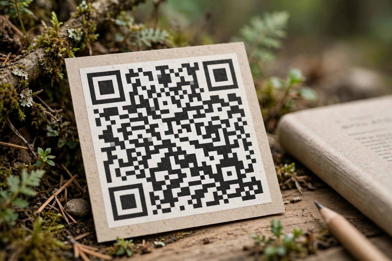Close-up of QR code pattern showing finder squares in corners