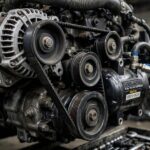 What Is a Serpentine Belt? Function, Symptoms & Replacement Cost Serpentine belt routing around pulleys showing what is a serpentine belt in an engine